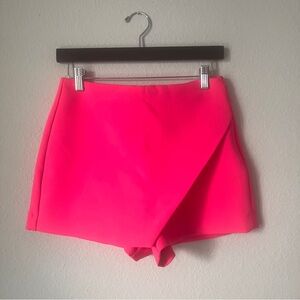 hot pink asymmetric mini skort